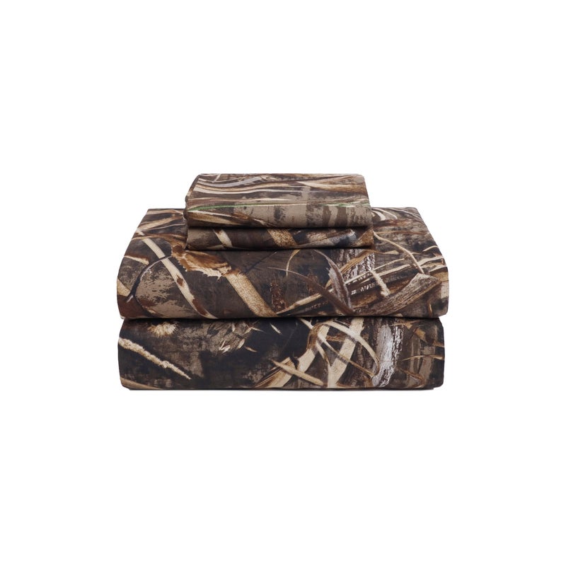 VISI-ONE Realtree Max-5 Full Camo 4 Piece Sheet Set â€“ Lightweight, Cooling, Wrinkle-Free Microfiber 15" Deep Pockets Sheets, Unisex Rustic Western Farmhouse Style for Home, RVs, & Camping - Image 1